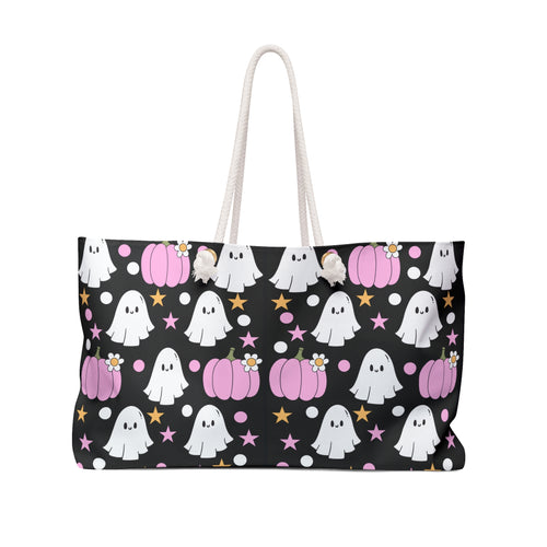 Pink Pumpkins and Ghosts Weekender Bag