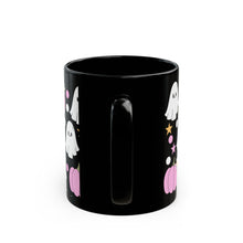 Pink Pumpkins and Ghosts Black Mug 11oz