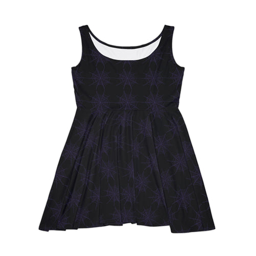 Spiderwebs Purple Women's Skater Dress