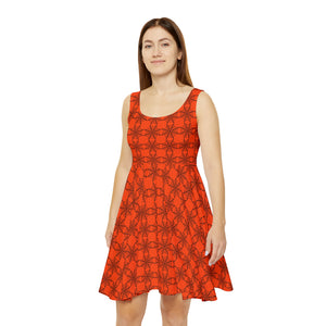 Spiderwebs Orange Women's Skater Dress