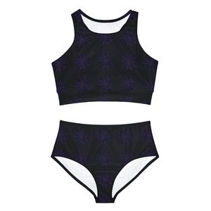 Spiderwebs Purple Sporty Bikini Set