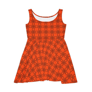 Spiderwebs Orange Women's Skater Dress