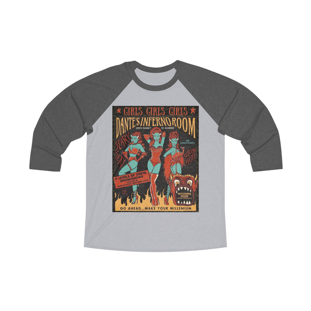 Dante’s Inferno Unisex Tri-Blend 3\4 Raglan Tee