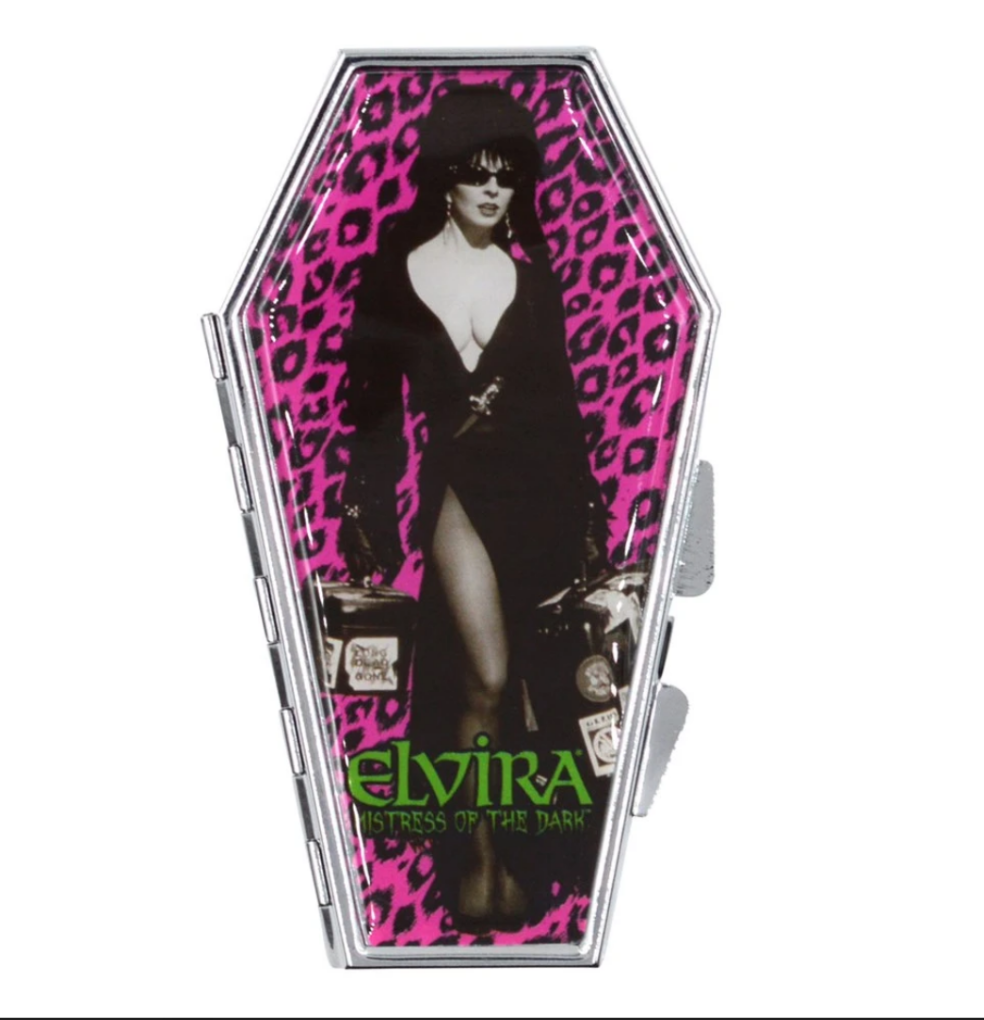 Elvira Leopard Coffin Shaped Compact Mirror