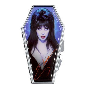Elvira Blue Portrait Coffin Shaped Compact Mirror